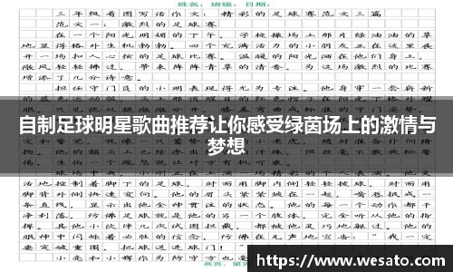 自制足球明星歌曲推荐让你感受绿茵场上的激情与梦想